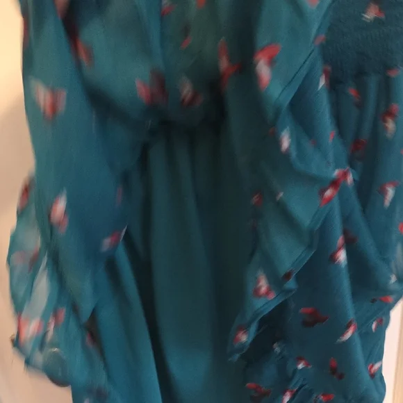 American Rag Blue/green Ruffled Tiered Mini Dress Wedding Guest - Picture 7 of 8